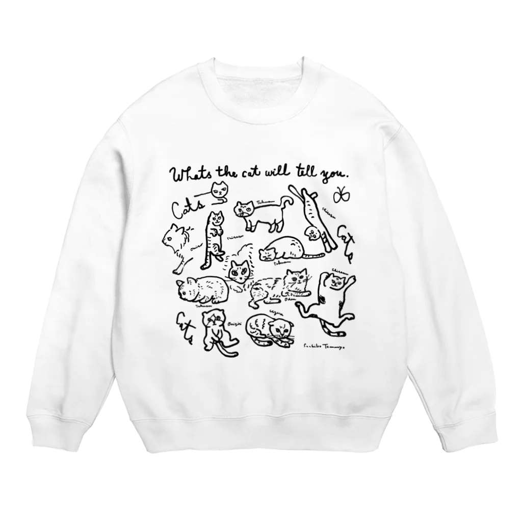 天明幸子　SUZURI  オフィシャルショップのcat cat cat !! Crew Neck Sweatshirt