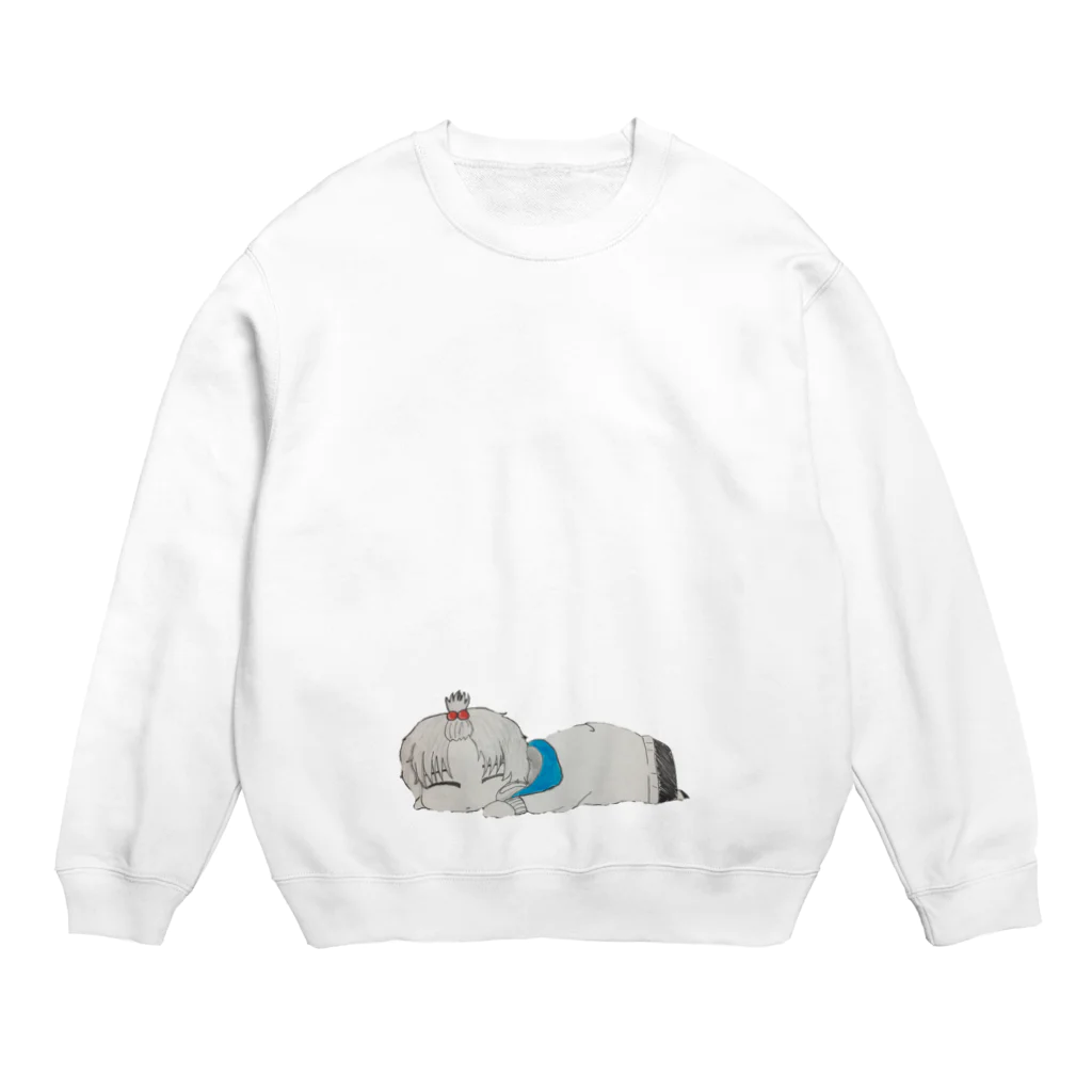 あーちゃんのスヤスヤあきらくんバックカラー無し Crew Neck Sweatshirt