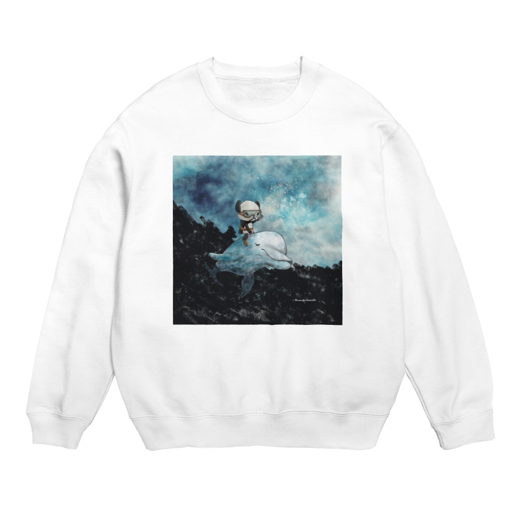 Masashi Kaminkoの【パンダ】イルカとポンちゃん Crew Neck Sweatshirt