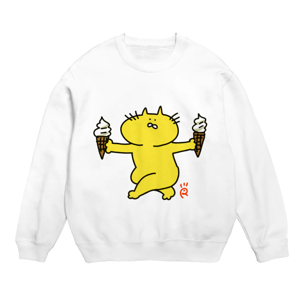 なで肩うさぎの美香堂の両手にソフトクリームを持つネコ Crew Neck Sweatshirt