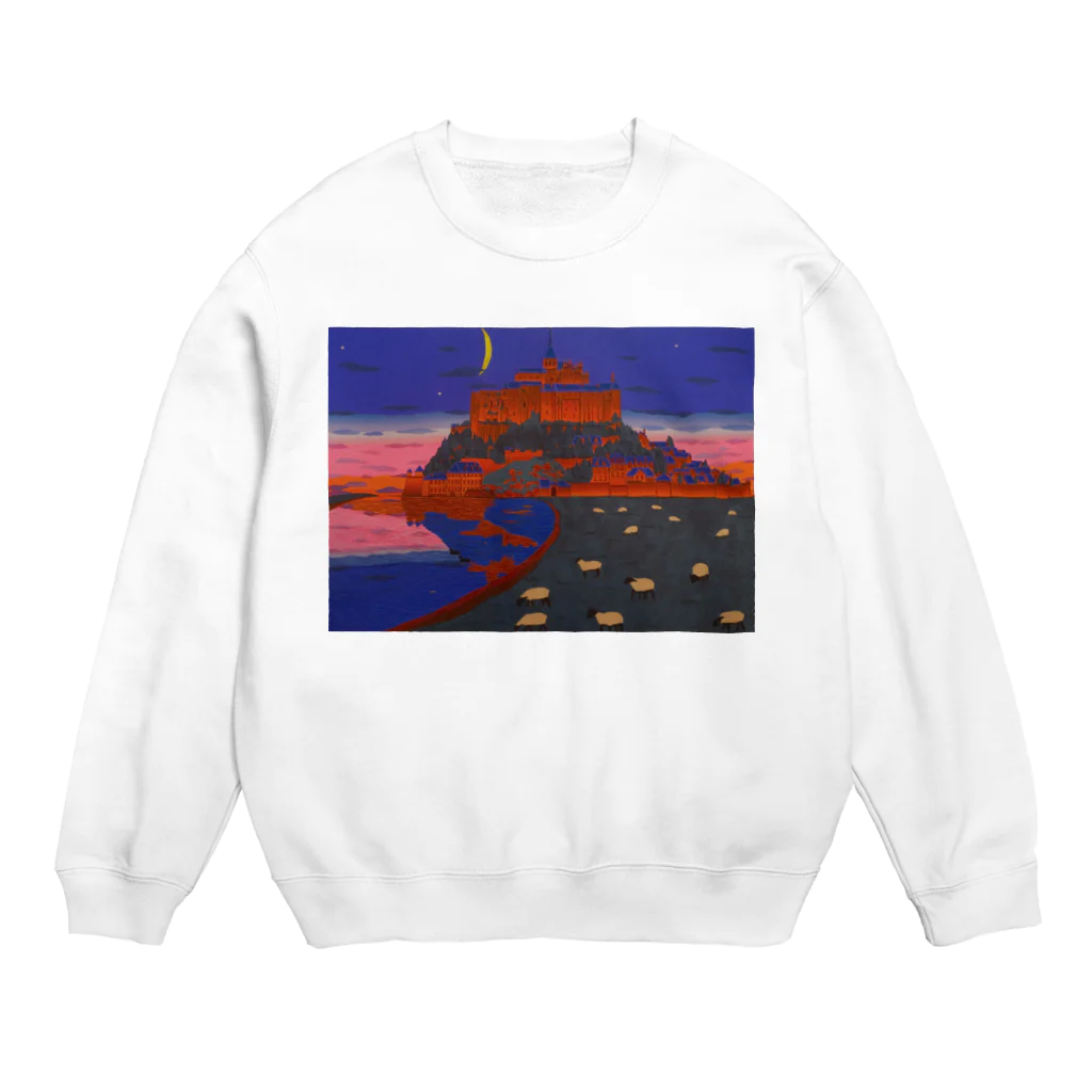 Junie貼り絵グッズのモンサンミッシェル Crew Neck Sweatshirt