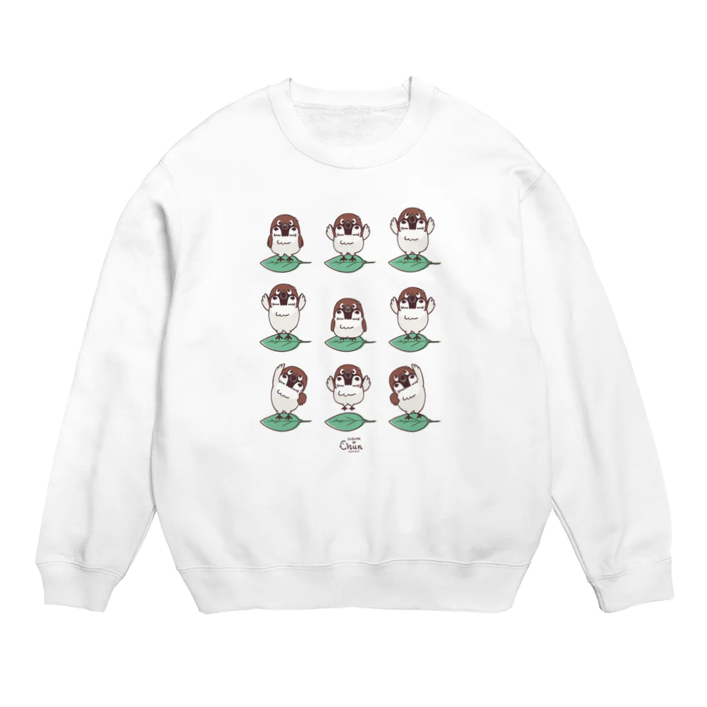 イラスト MONYAAT のスズメがちゅん　体操ちゅん Crew Neck Sweatshirt