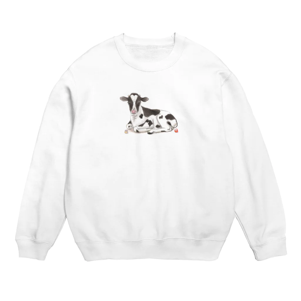 ゆずずショップの牛　とだるまさん Crew Neck Sweatshirt