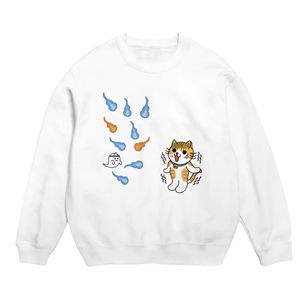 楽猫楽描しげ屋の人魂にゃんこ Crew Neck Sweatshirt