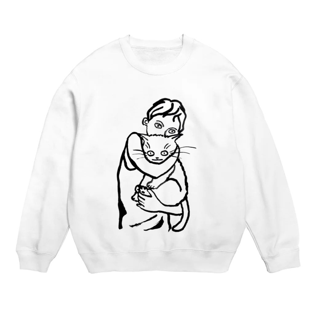 マイマイタケのニャンコ吸っとけ（白猫） Crew Neck Sweatshirt