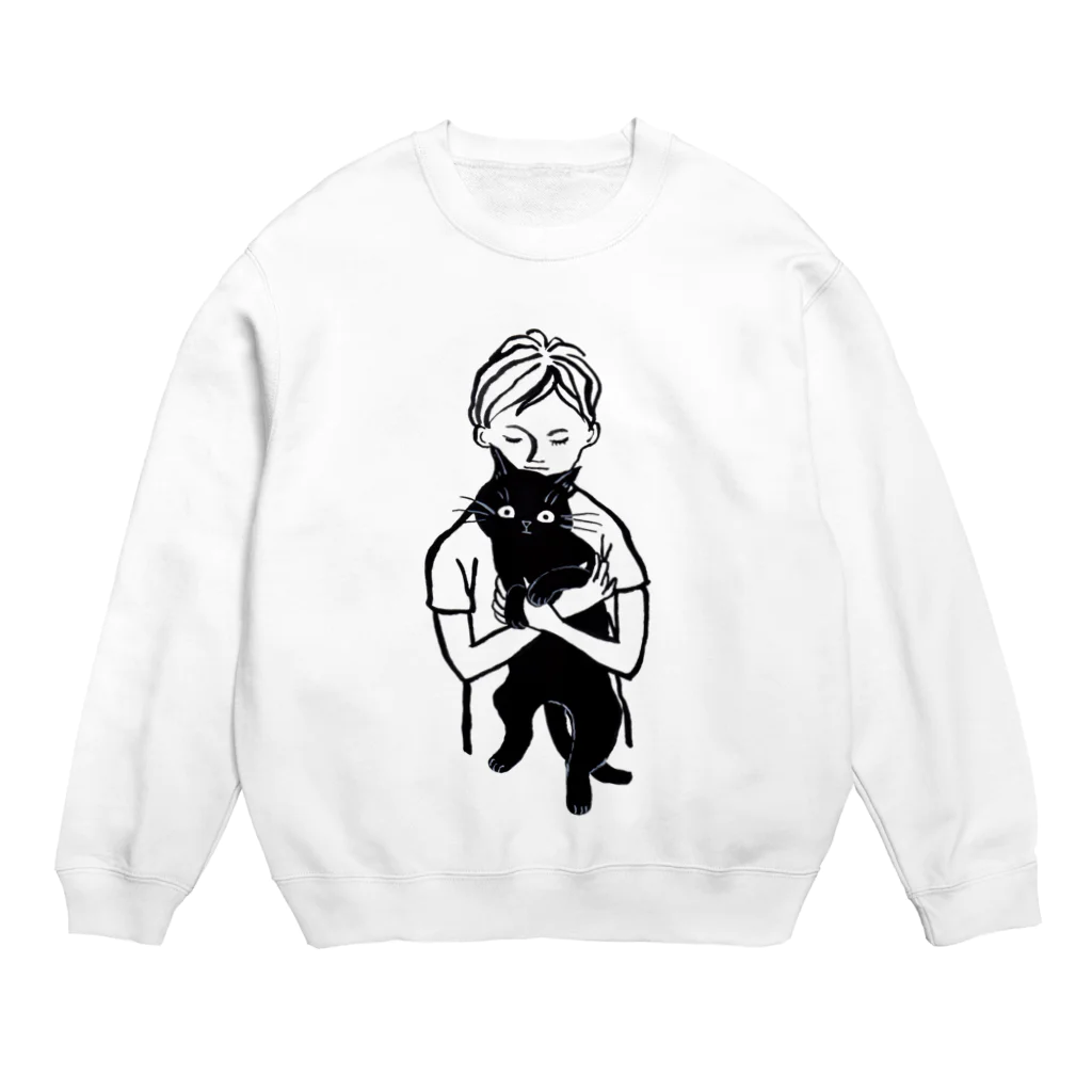 マイマイタケのニャンコ吸っとけ（黒猫） Crew Neck Sweatshirt