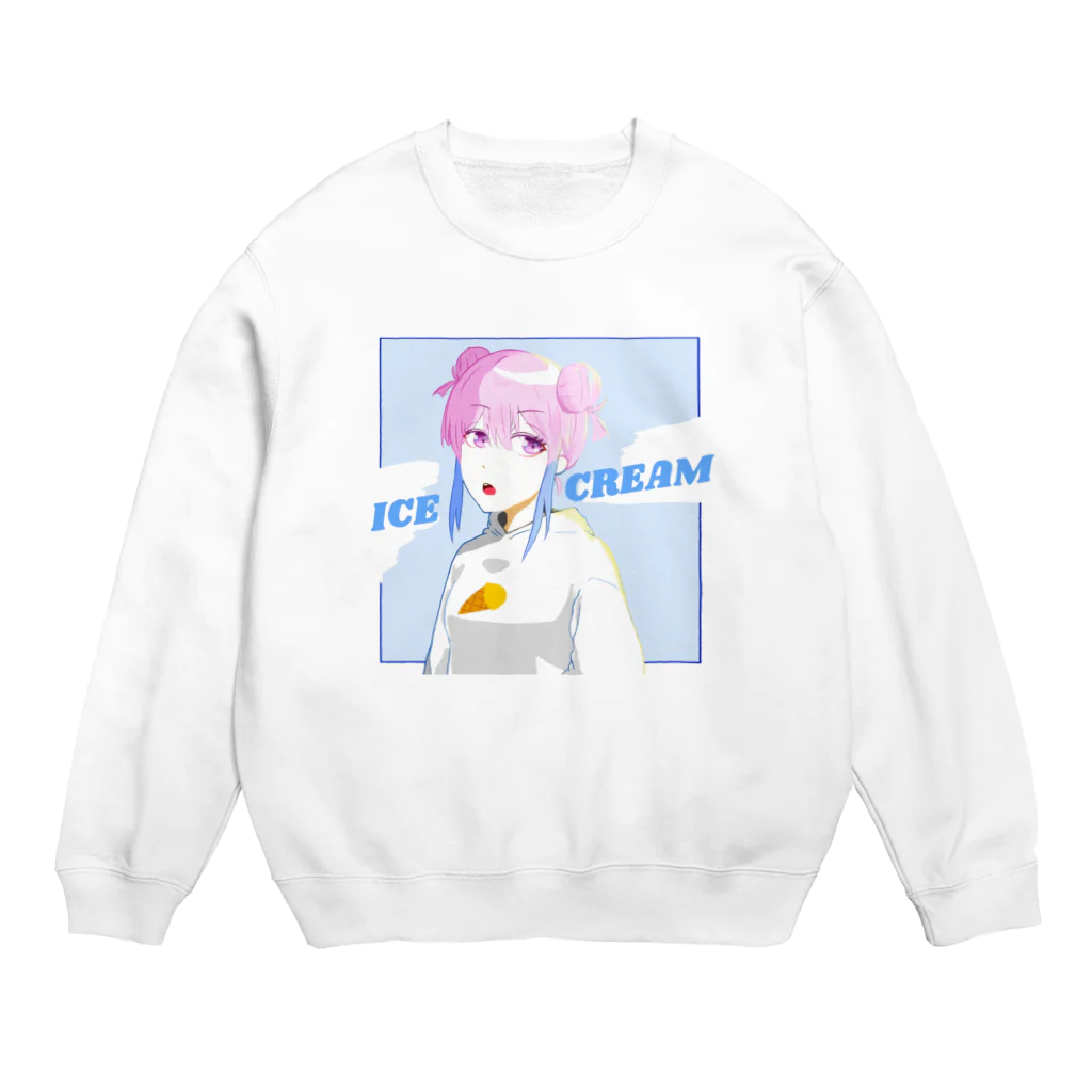 らいおん's SHOPのあいすくりーむ🍨女の子 Crew Neck Sweatshirt