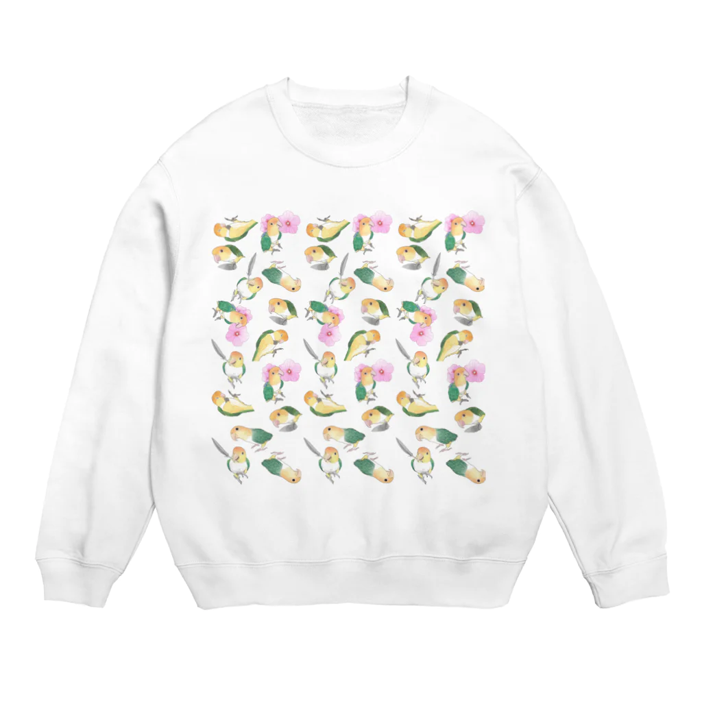 まめるりはことりのたっぷりシロハラインコちゃん【まめるりはことり】 Crew Neck Sweatshirt