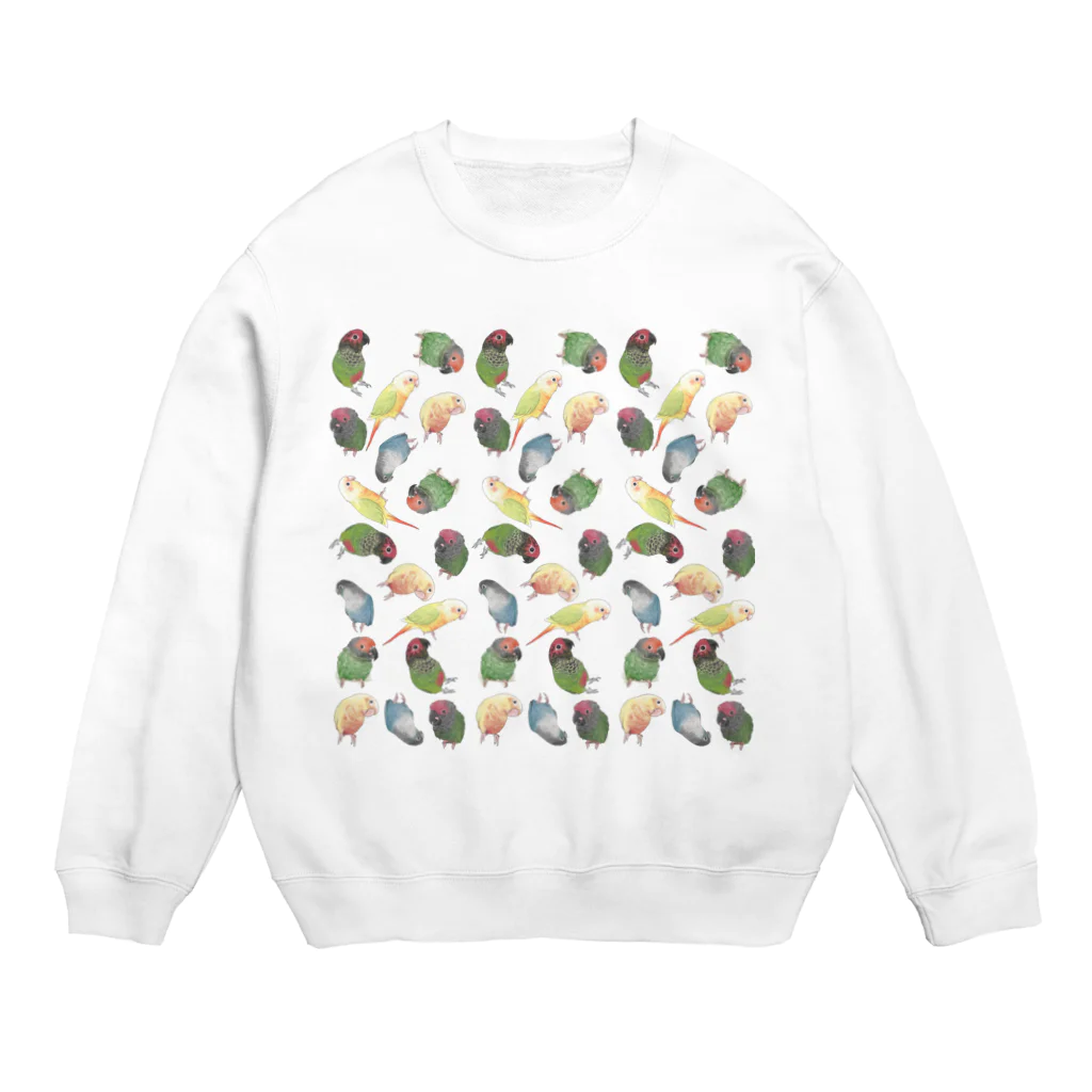 まめるりはことりのたっぷりウロコインコちゃん【まめるりはことり】 Crew Neck Sweatshirt