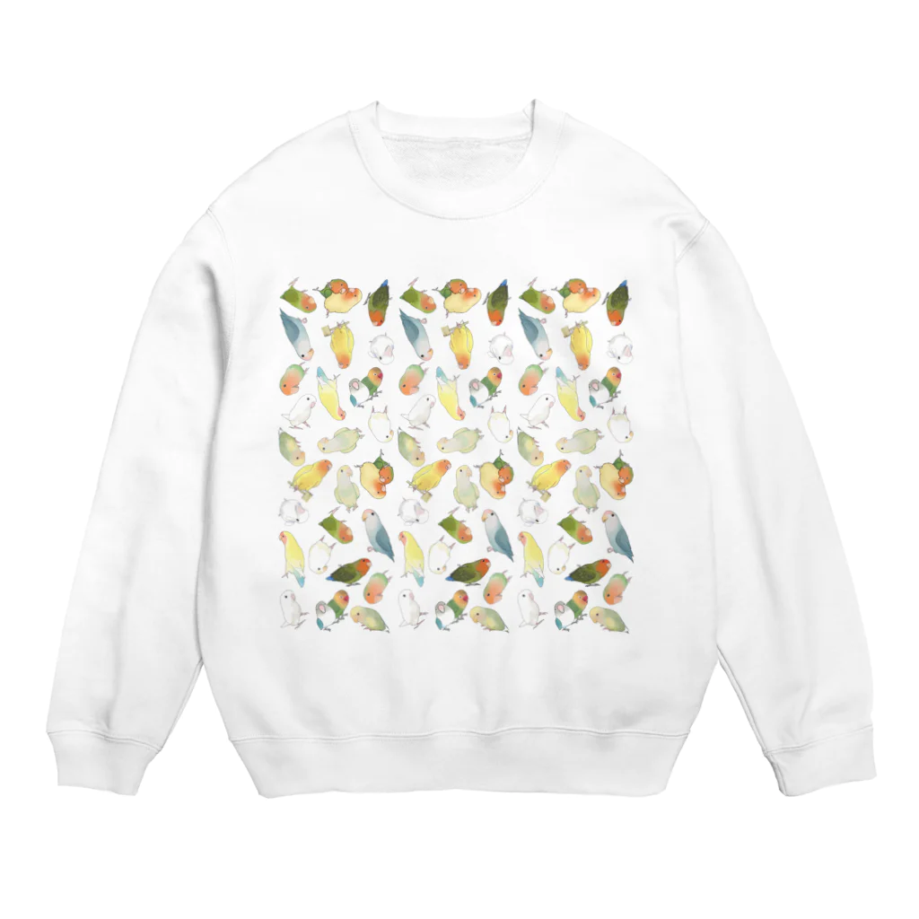 まめるりはことりのたっぷりラブバード（コザクラインコ・ボタンインコ）ちゃん【まめるりはことり】 Crew Neck Sweatshirt