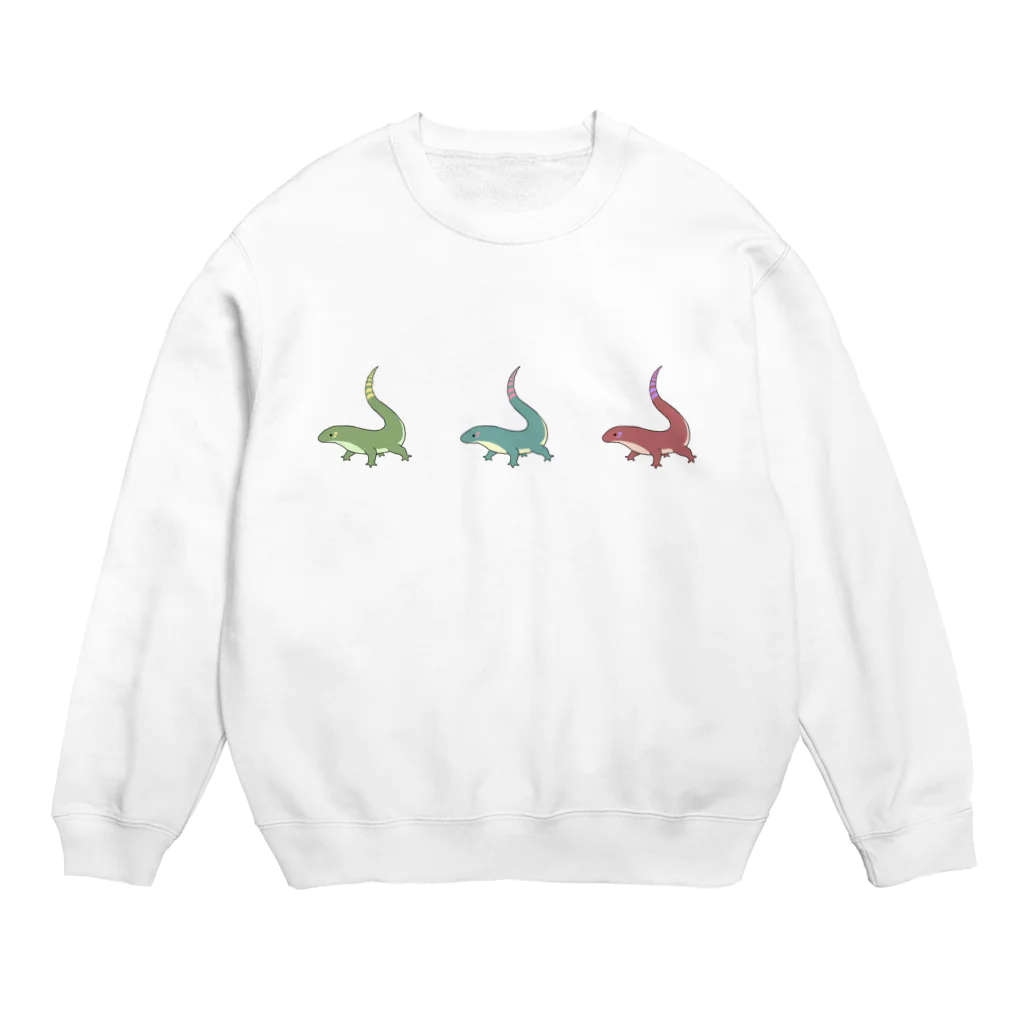 モヒコンの三匹のゆるいトカゲ Crew Neck Sweatshirt