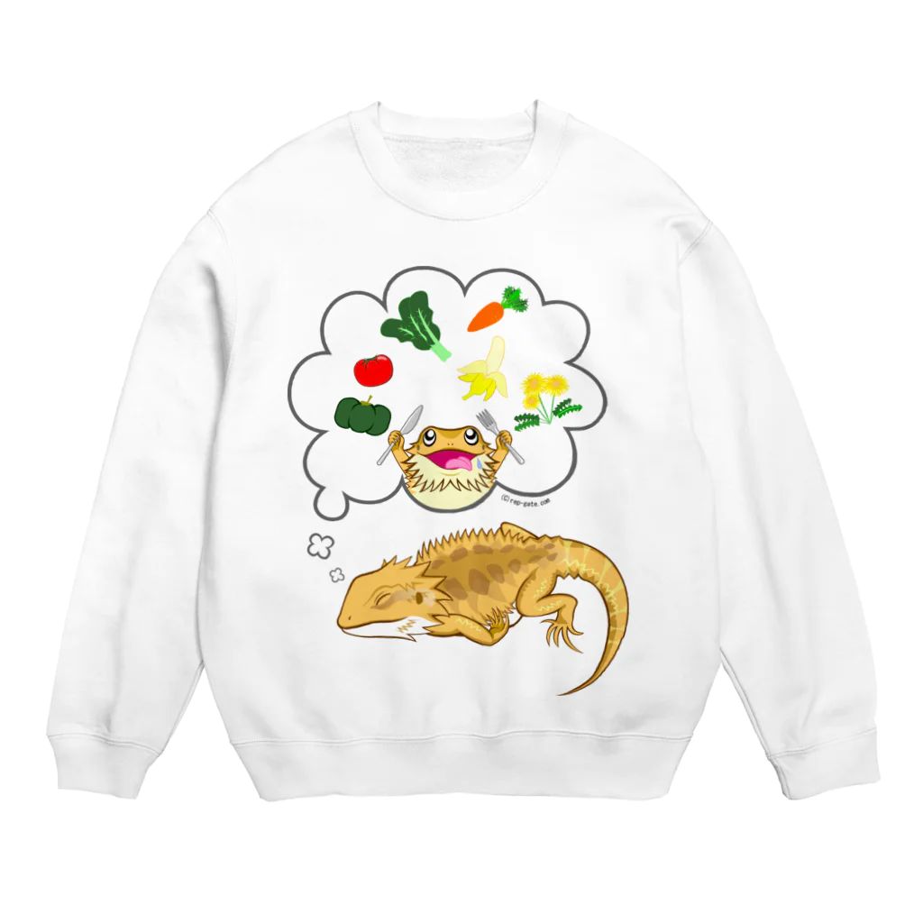 もむのふの爬虫類グッズやさんの夢見るフトアゴちゃん Crew Neck Sweatshirt