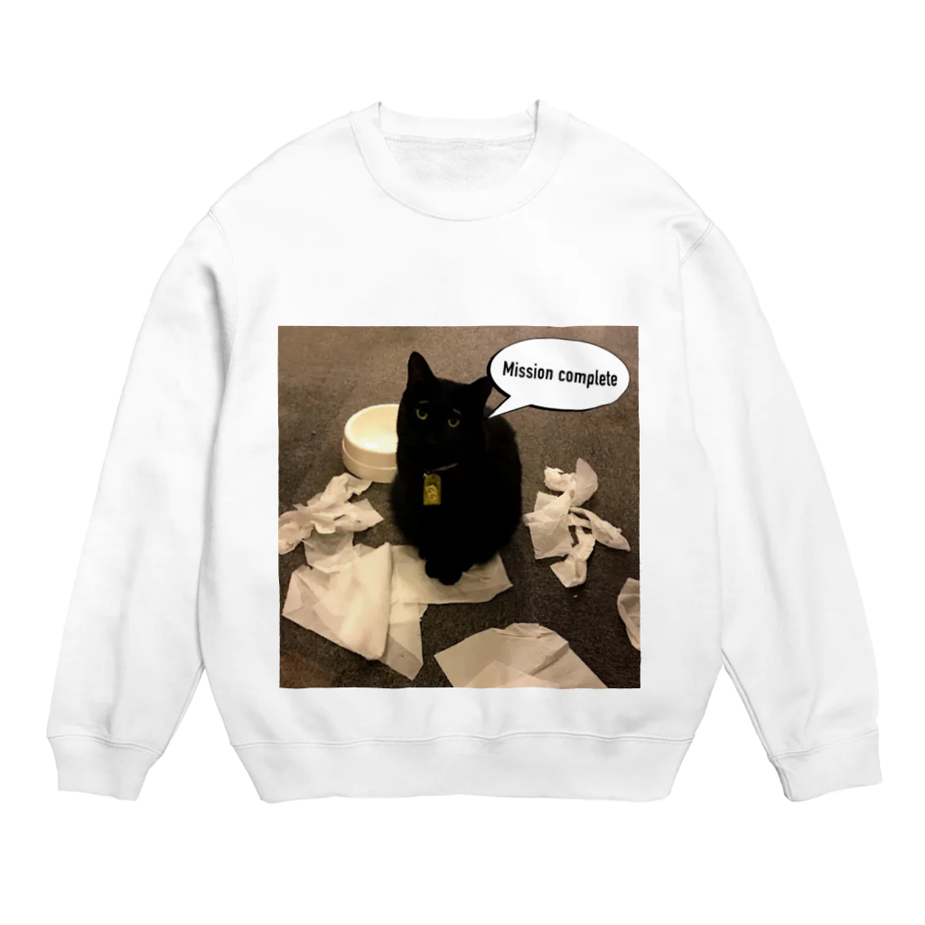 猫カフェ ぶぅたんグッズショップの渋い仕事をするララくん Crew Neck Sweatshirt