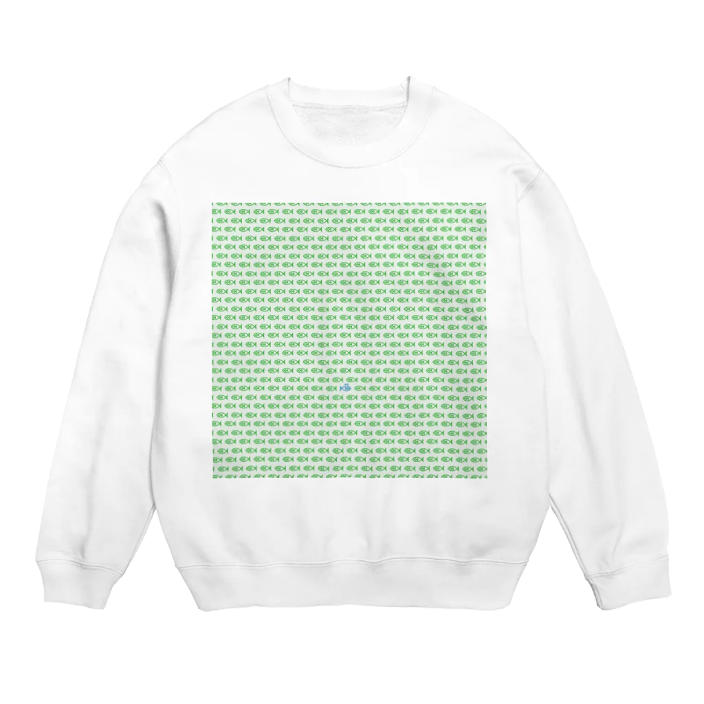 ヨープキャンが気になったの魚玉模様 グリーン Crew Neck Sweatshirt