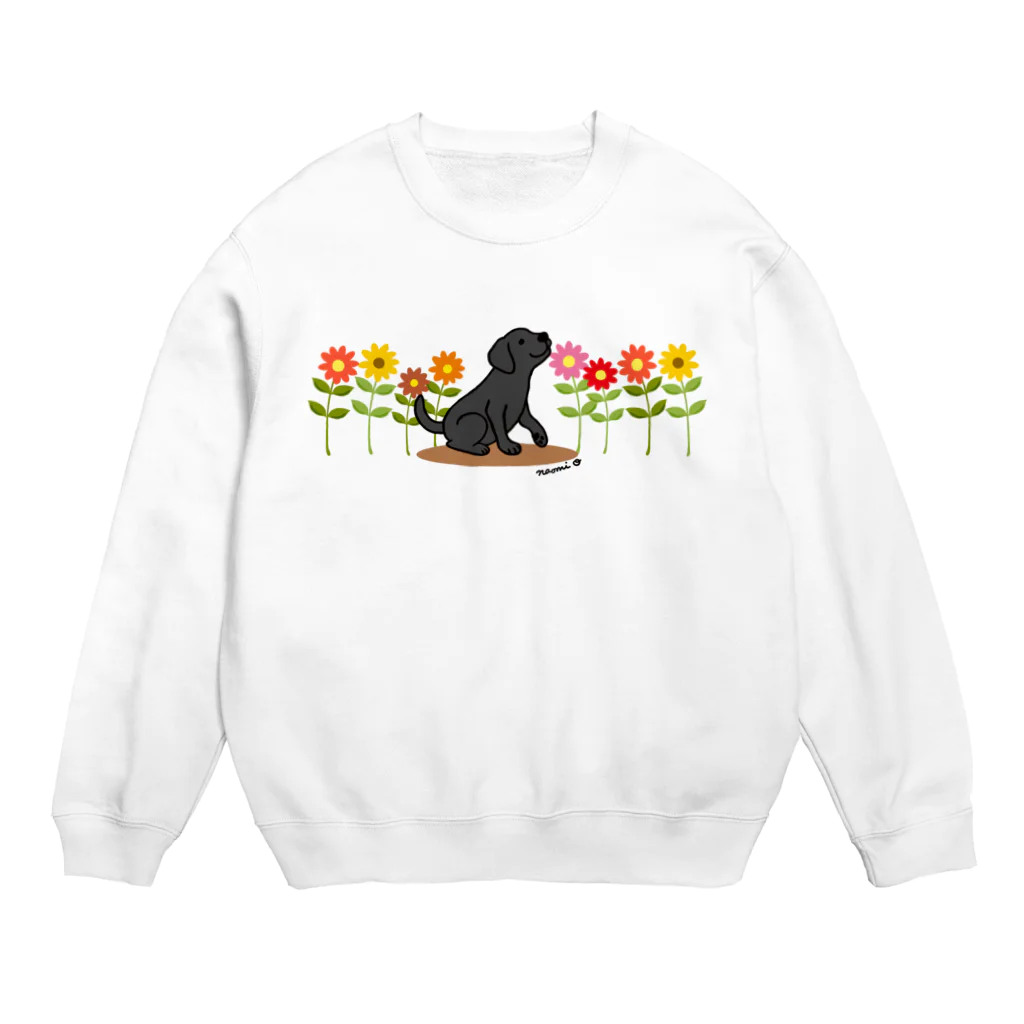 ハッピー・ラブラドールズのブラックラブラドールとデイジー Crew Neck Sweatshirt