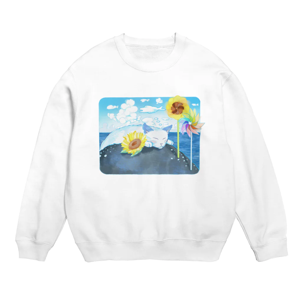 ahihoの夢見る海の猫ちゃん Crew Neck Sweatshirt