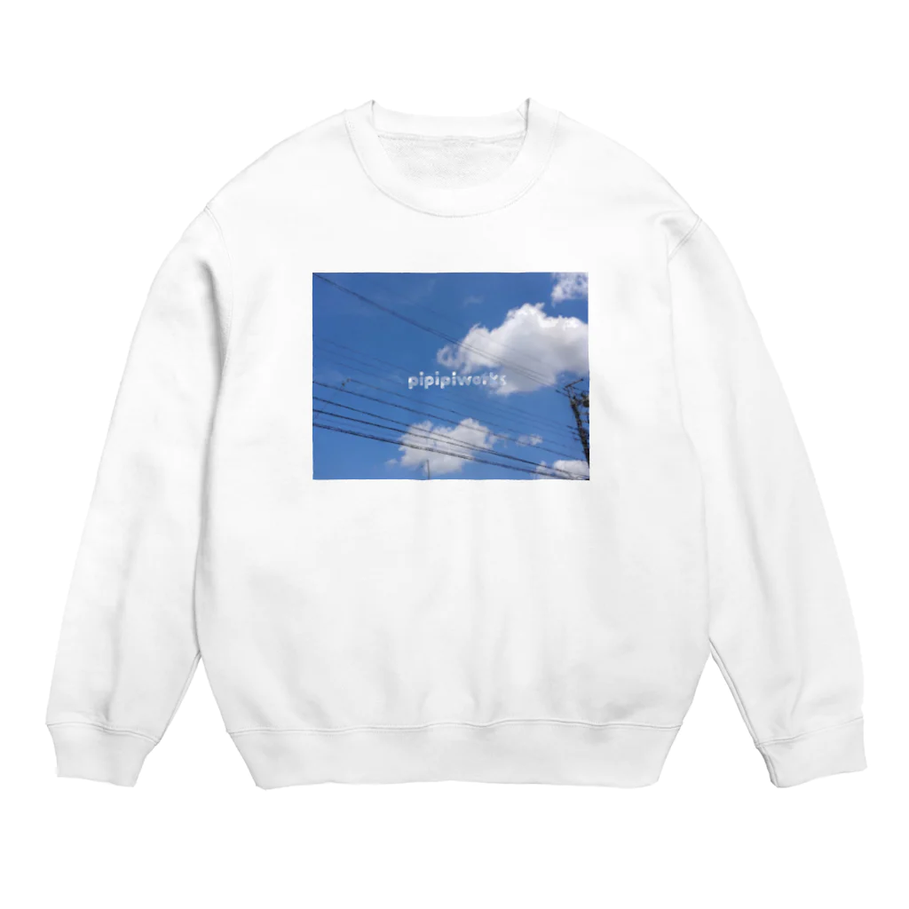 ぴぴぴ わーくすの青空と電線のスウェット Crew Neck Sweatshirt