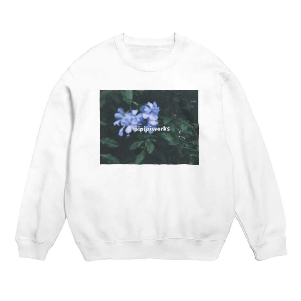 ぴぴぴ わーくすの青いお花のスウェット Crew Neck Sweatshirt