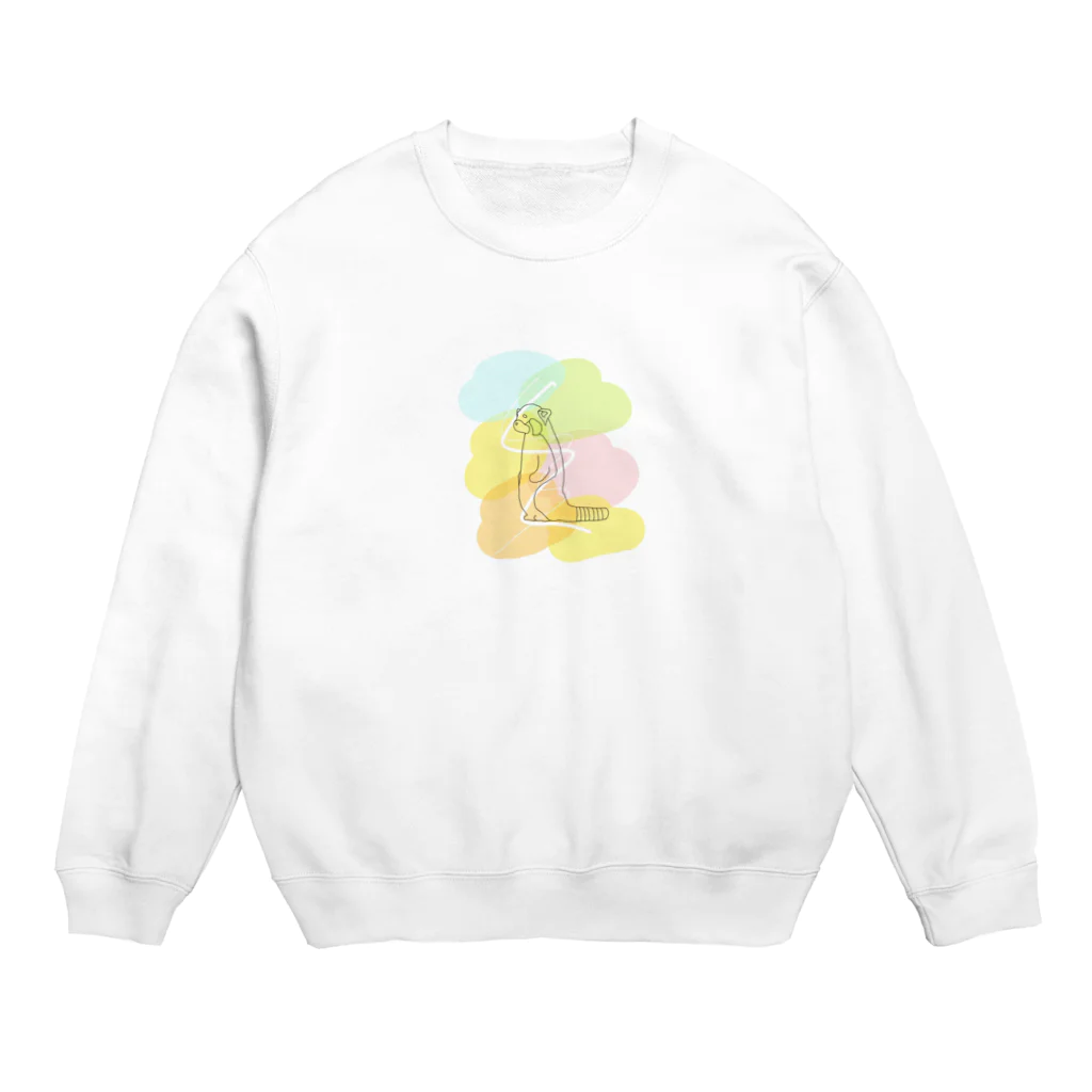 レッサーパンダのものやさんのカラフルレッサーパンダ　 Crew Neck Sweatshirt