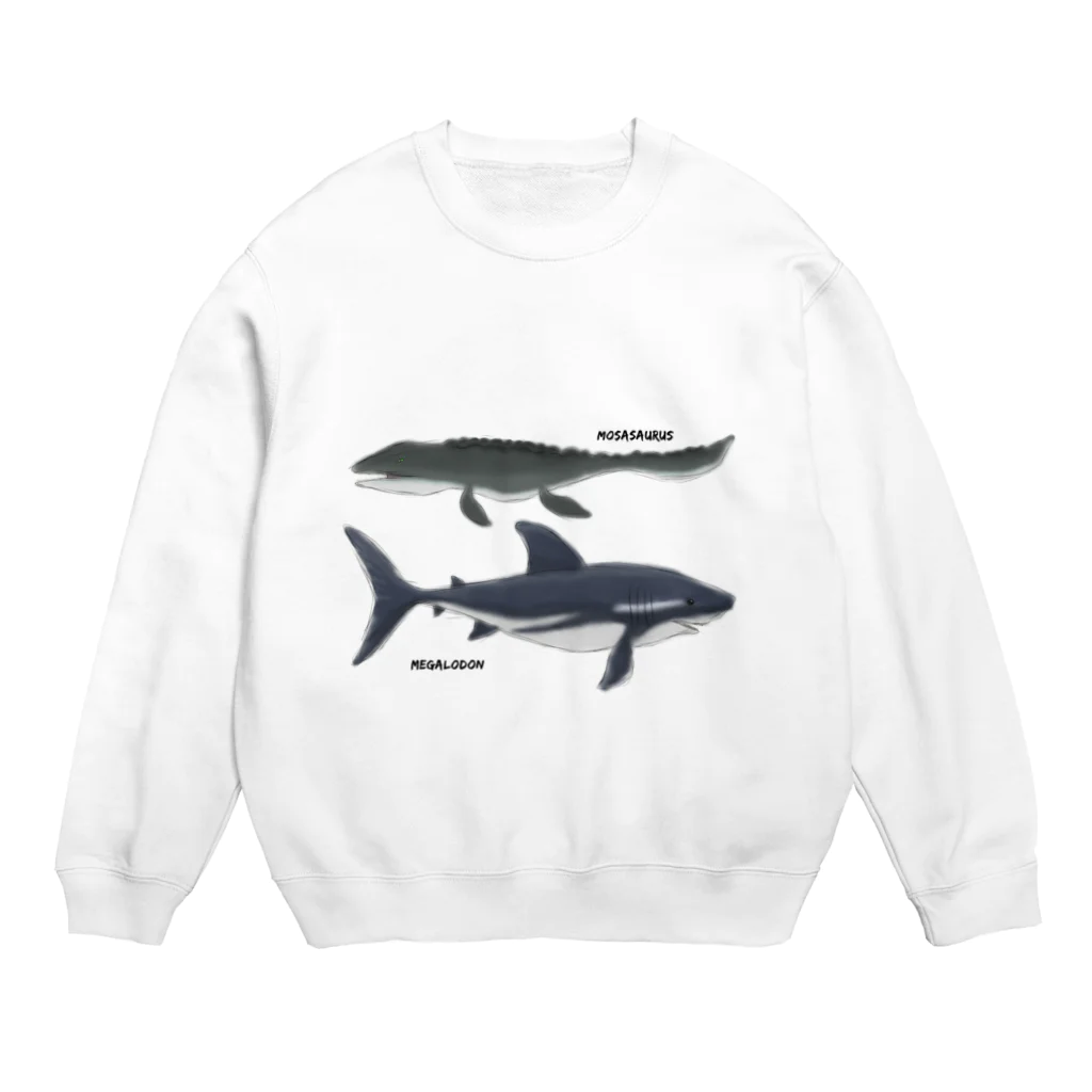 自給自足のモササウルスとメガロドン Crew Neck Sweatshirt