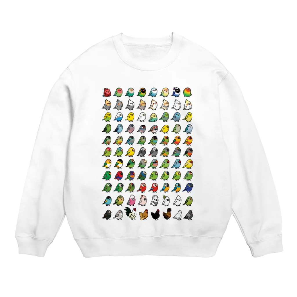 Cody the LovebirdのChubby Bird 鳥さん大集合 Crew Neck Sweatshirt