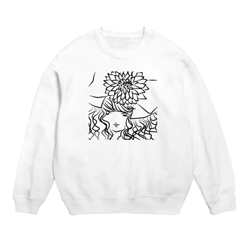 neko*neko*の女の子と花 3 Crew Neck Sweatshirt