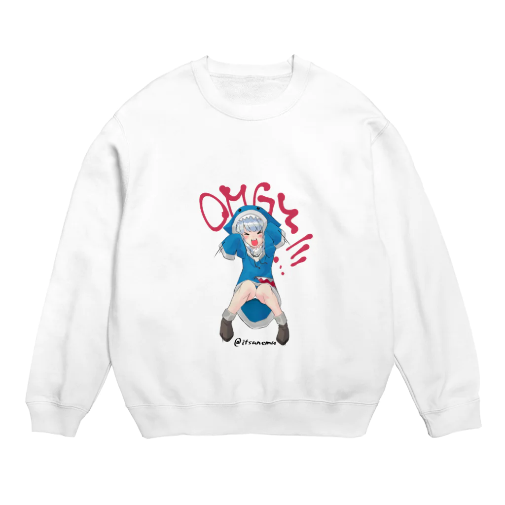 いつも眠い #エロ漫画のサメイラスト Crew Neck Sweatshirt