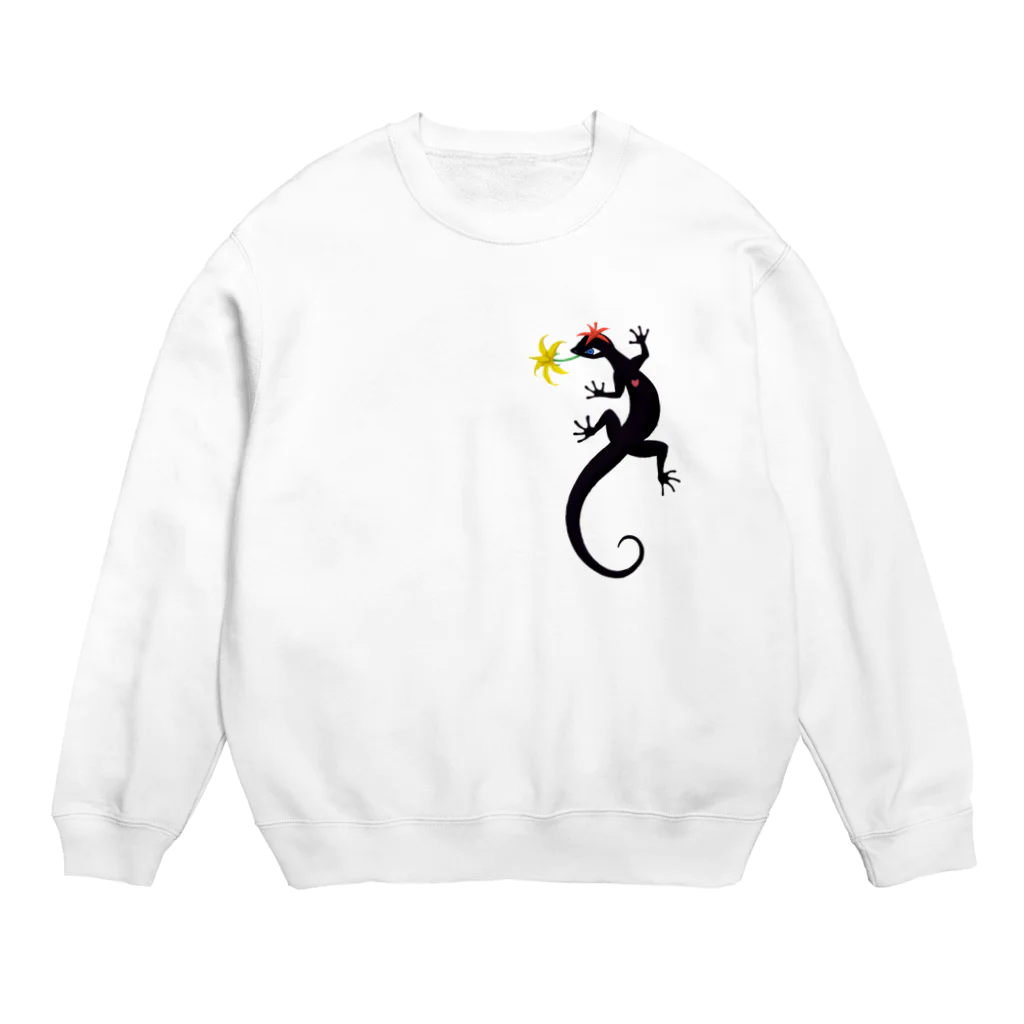 トマトカゲのプ​チ​ト​マ​ト​の​花​と​ブ​ラ​ッ​ク​ト​マ​ト​カ​ゲ Crew Neck Sweatshirt