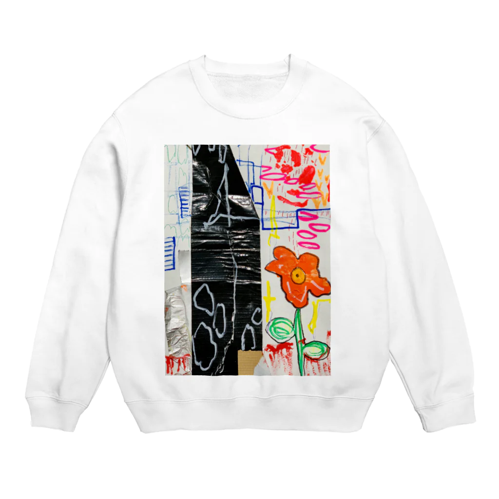 ヒラモトユミエのdrawing「おはな」 Crew Neck Sweatshirt