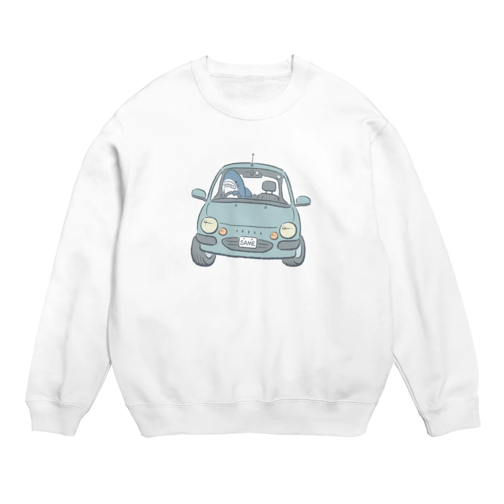 サメ わりとおもいのハンドルをにぎるサメ Crew Neck Sweatshirt