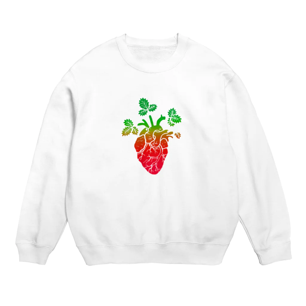 Burned Strawberry MoonのStrawberry Moonな心臓 Crew Neck Sweatshirt