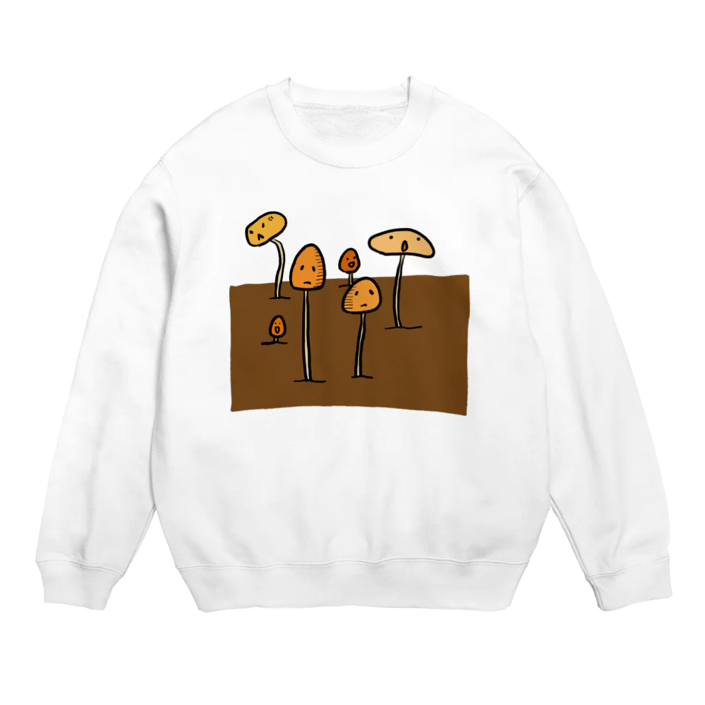 KinakoPinoのプランターに生えた謎のきのこ Crew Neck Sweatshirt