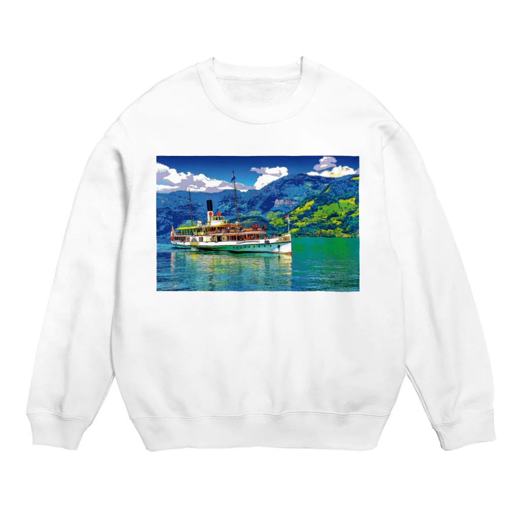 GALLERY misutawoのスイス ルツェルン湖の汽船 Crew Neck Sweatshirt