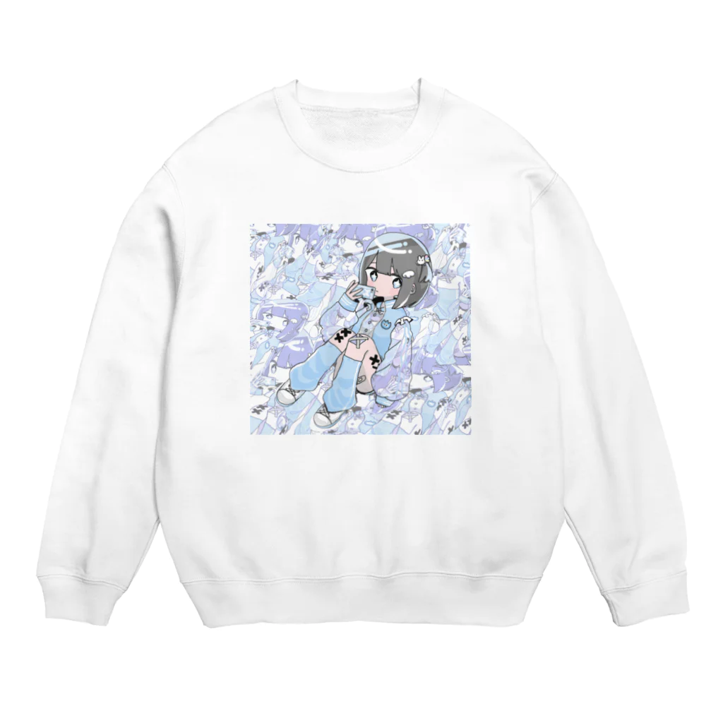 ラムネッッ！の水色幼稚ボブ Crew Neck Sweatshirt