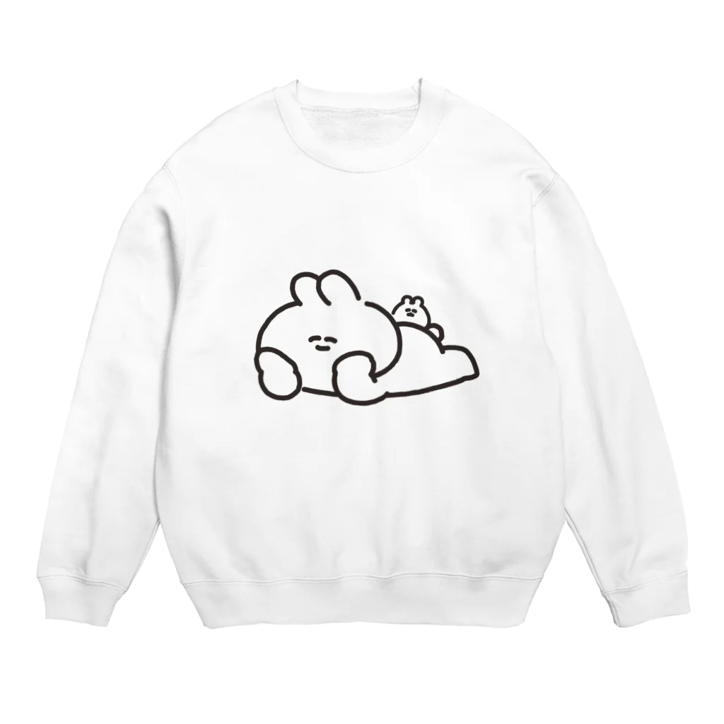 ナポリのSUZURIの寝そべりうさちゃんハムちゃん Crew Neck Sweatshirt