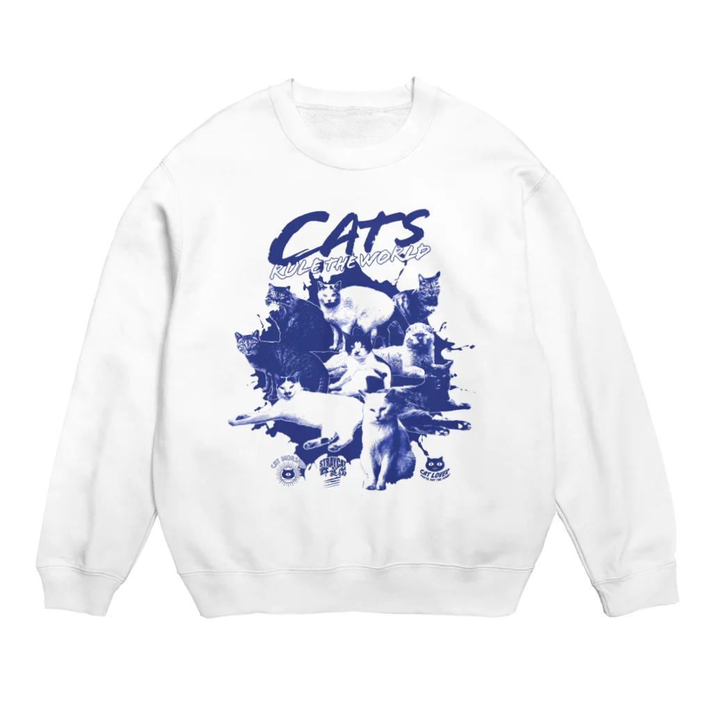 LONESOME TYPE ススの猫が世界を支配する（青） Crew Neck Sweatshirt