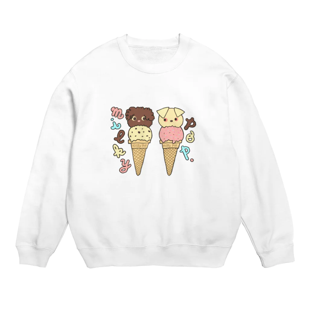 milky pop.のアイスクリームドッグ Crew Neck Sweatshirt