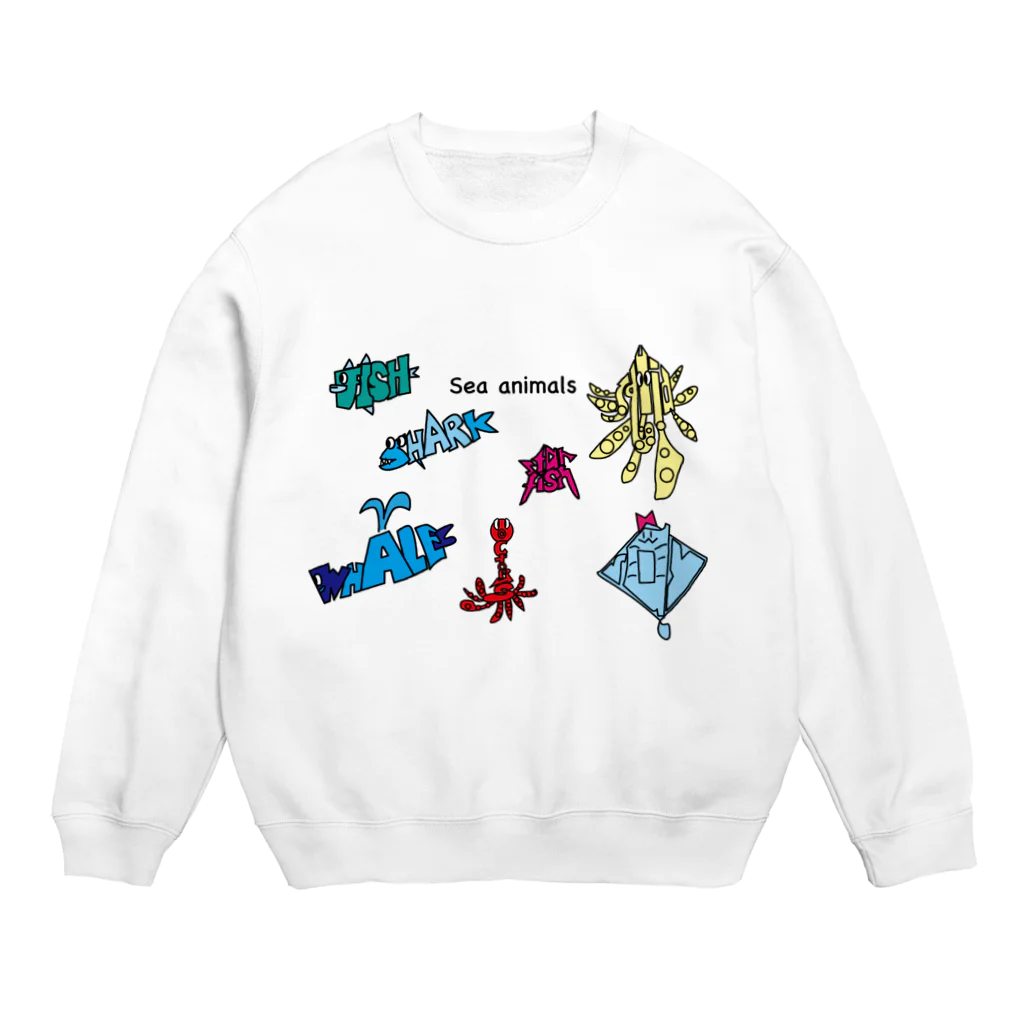 親子設計 ruchire 『知育文字』の海の生き物シリーズ Crew Neck Sweatshirt