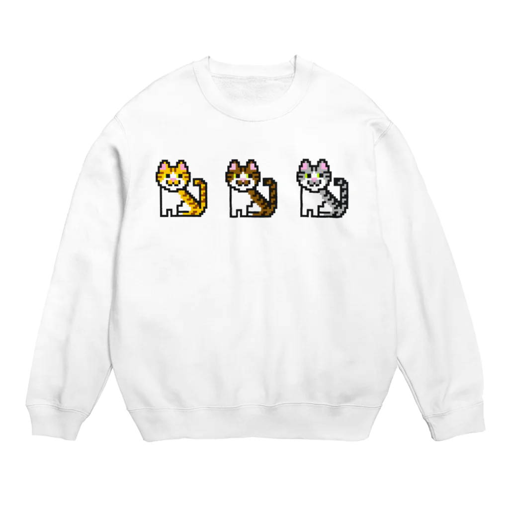 ねころぽん【ドット】のトラ柄猫ちゃんズ Crew Neck Sweatshirt