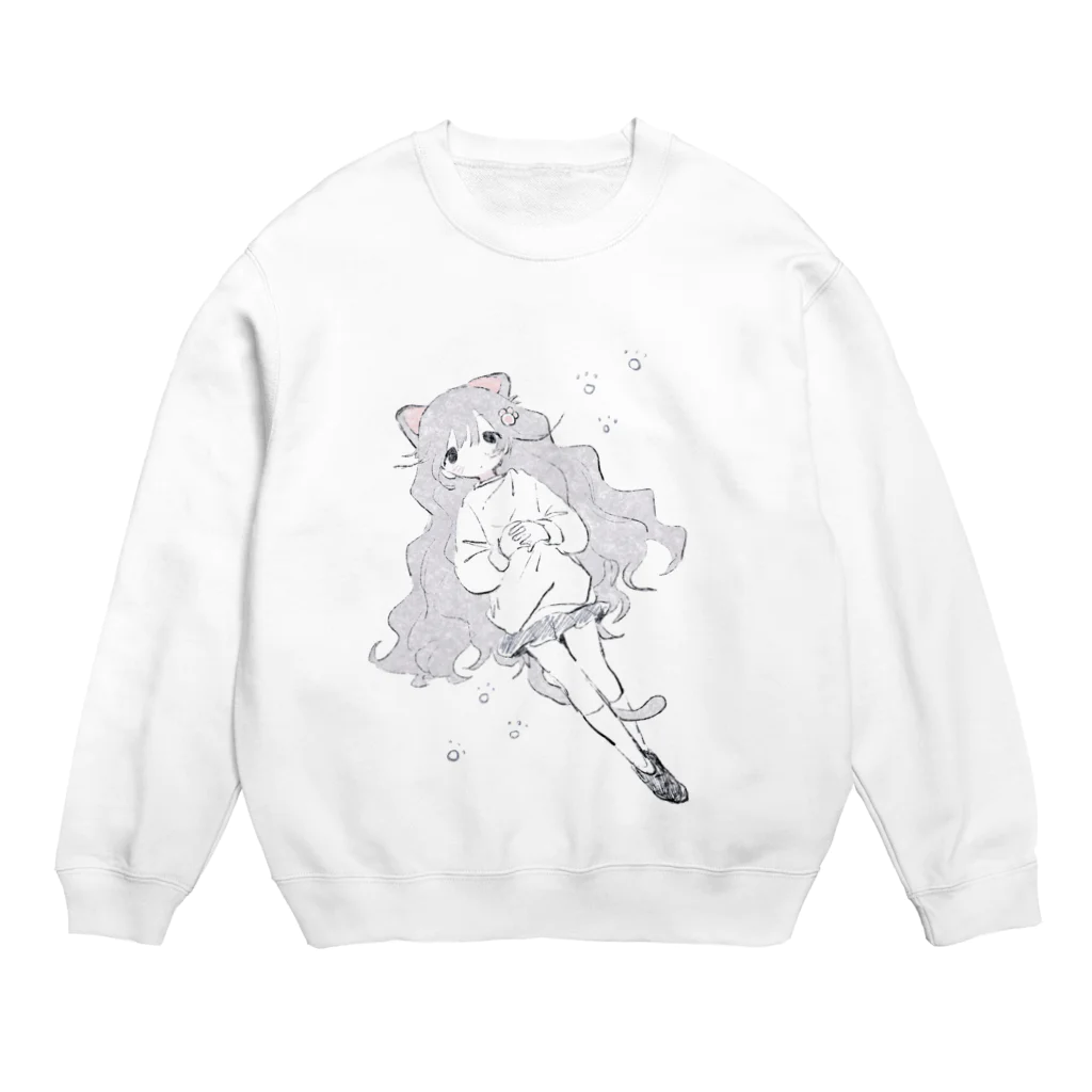 ゆーきんの絵ぐっずのまどろみねこ Crew Neck Sweatshirt