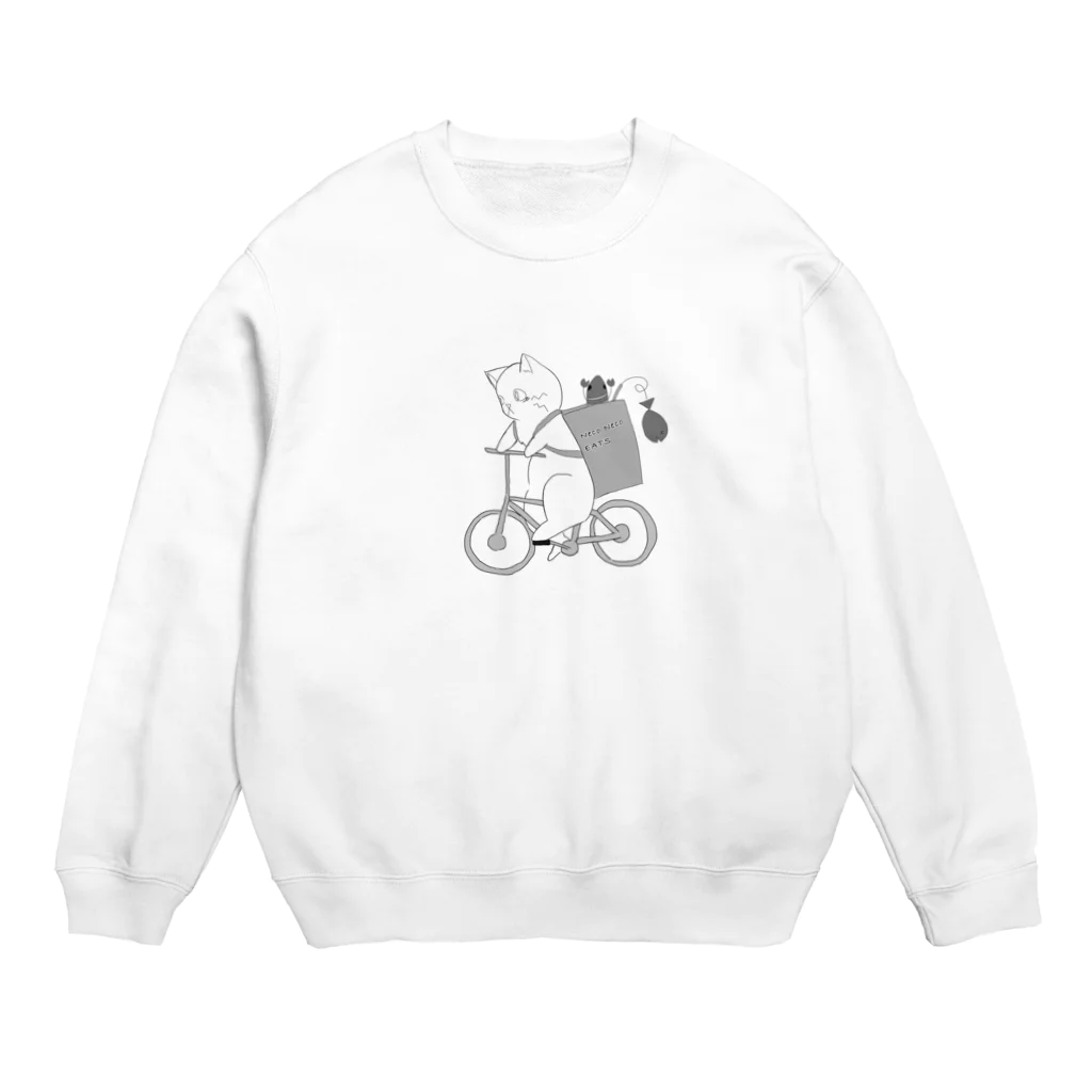 amemugi（あめむぎ）のネコネコイーツ配達中のネコ。 Crew Neck Sweatshirt