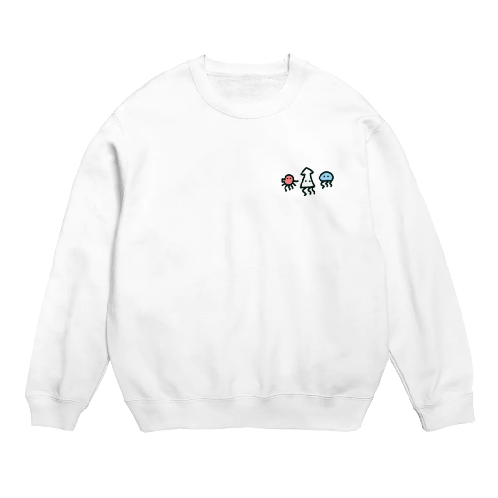 画伯のお絵かき部屋の画伯の海洋生物 カラー版 Crew Neck Sweatshirt