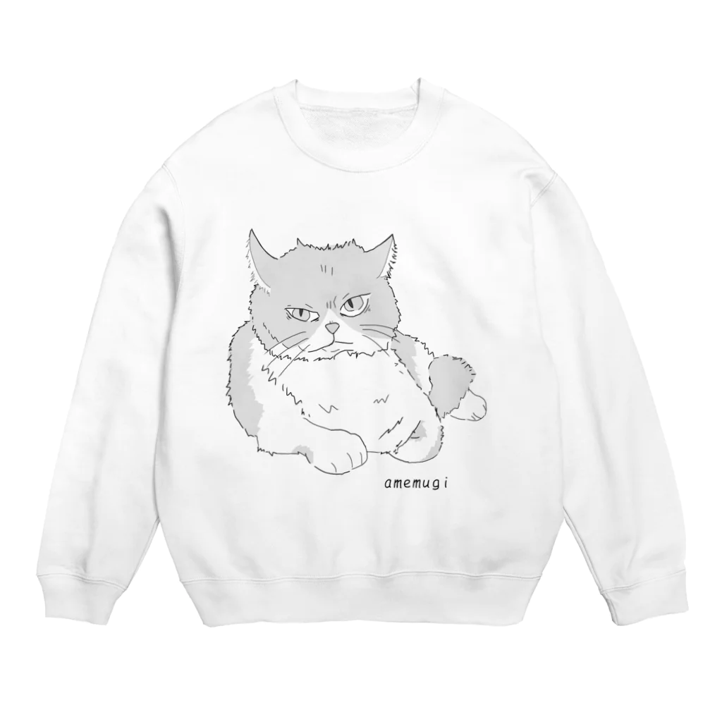 amemugi（あめむぎ）のめちゃくちゃ強そうに見えるネコ。 Crew Neck Sweatshirt