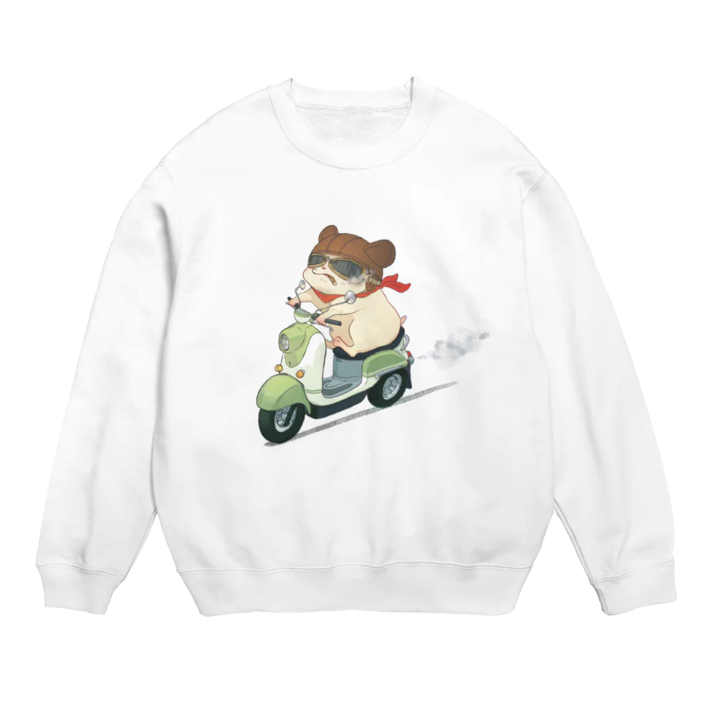 ゆるめ〜のばいくをのりまわす はむすた～（背景なし） Crew Neck Sweatshirt