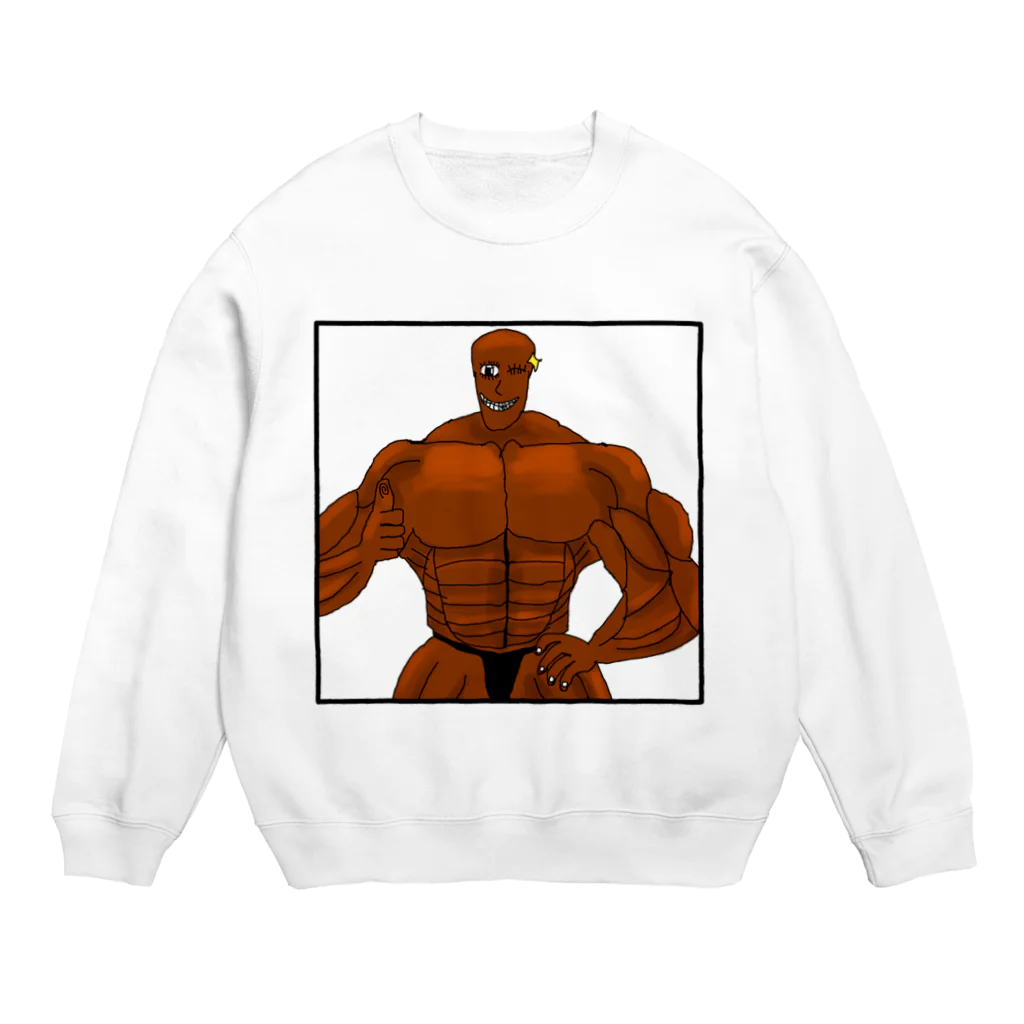 妖怪専門筋肉トレーナ男 公式ショップの妖怪専門筋肉トレーナ男(セリフ無し) Crew Neck Sweatshirt