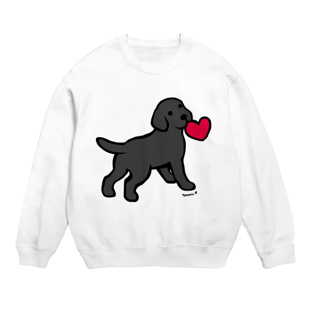 ハッピー・ラブラドールズの黒ラブパピーと赤いハート Crew Neck Sweatshirt