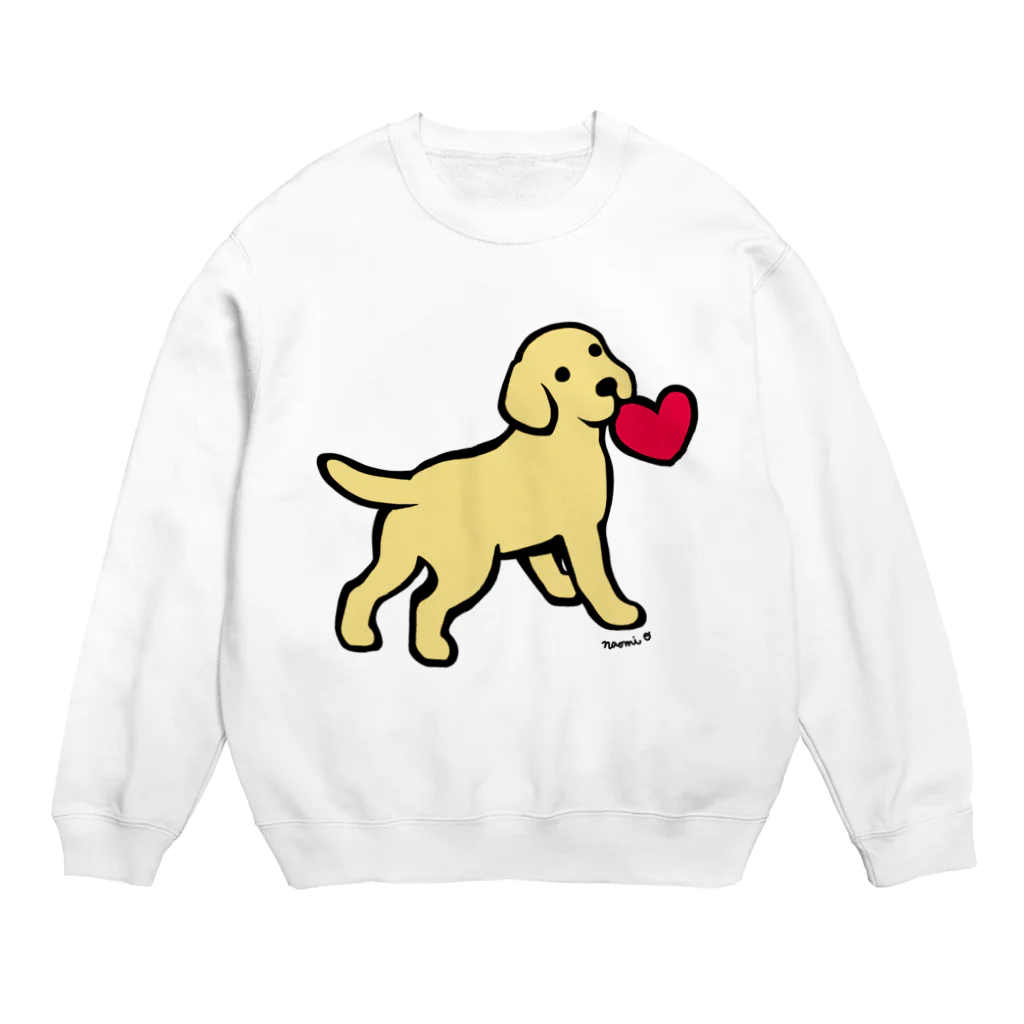 ハッピー・ラブラドールズのイエローラブパピーと赤いハート Crew Neck Sweatshirt