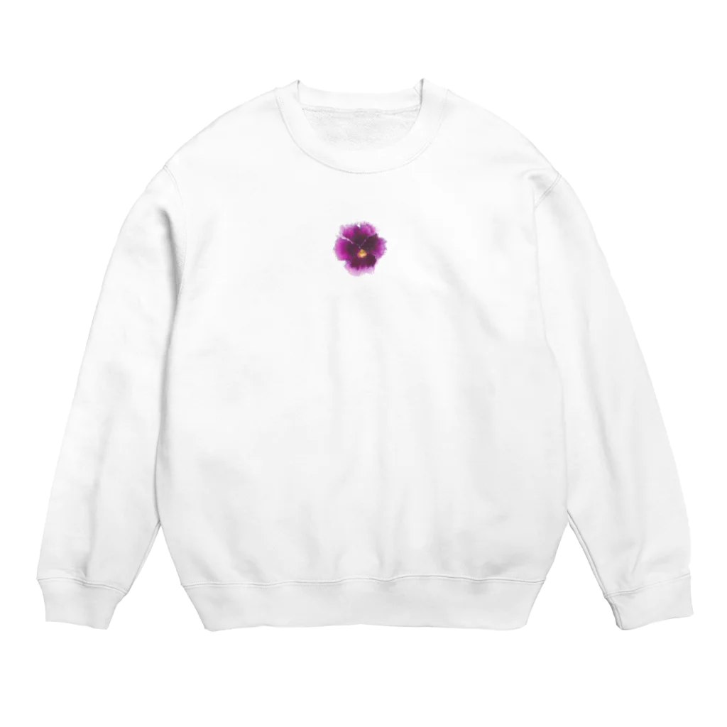 お花のクローゼットのパープルのパンジー Crew Neck Sweatshirt