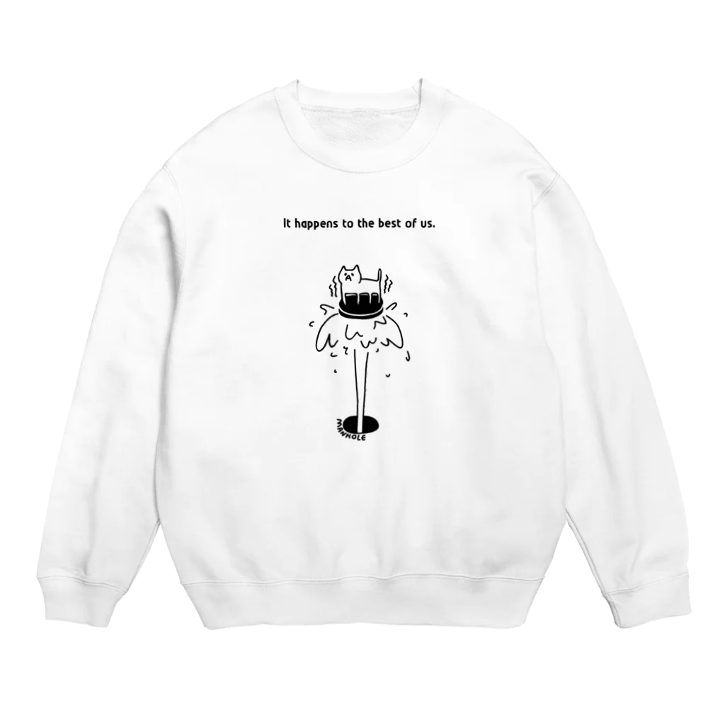 PokuStarのマンホールにネコ Crew Neck Sweatshirt