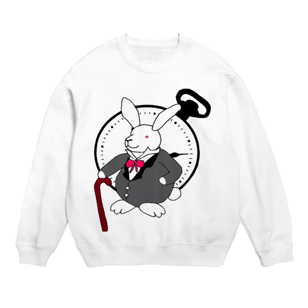 たぬき丸の館のウサギと時計 Crew Neck Sweatshirt